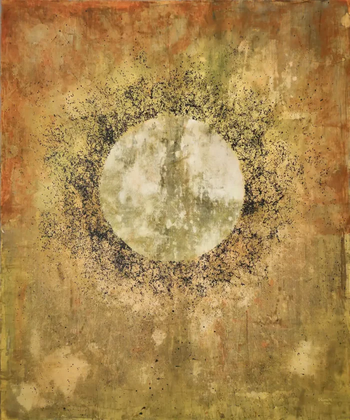 abstraktní obraz SLUNCE, Měsíc, kruh, 100x120cm od autorky -Hanele