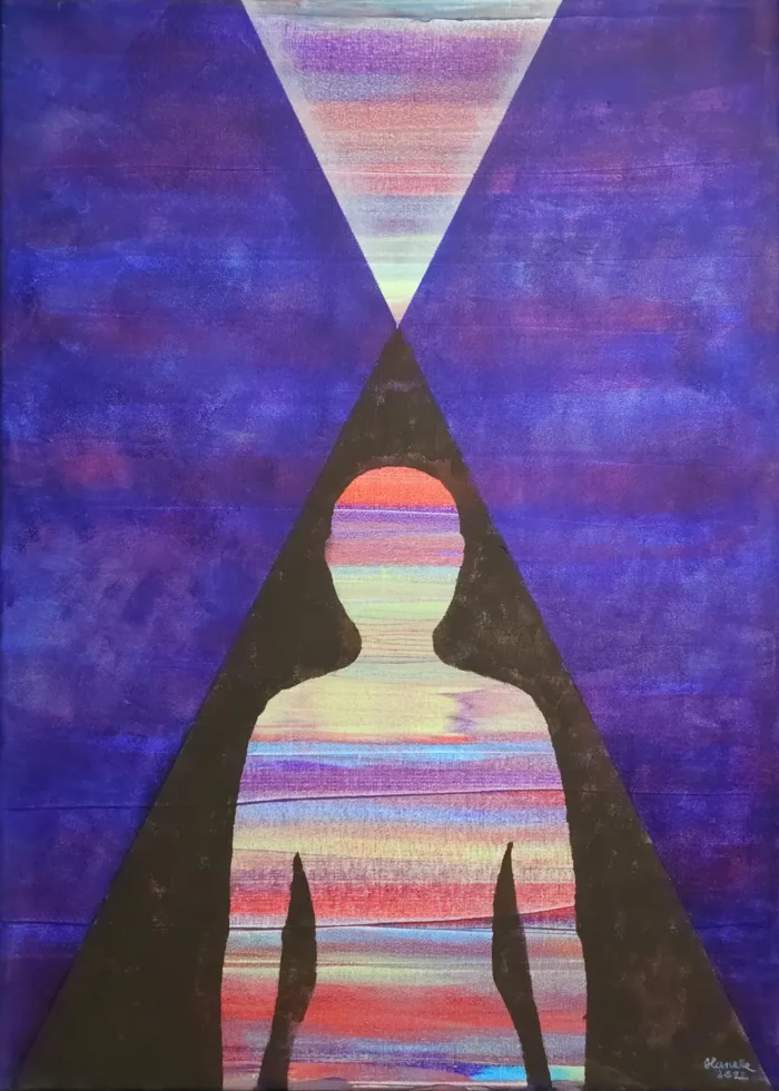 Abstraktní obraz Astral, 50x70cm, akryl na plátně, autorka: Hanele