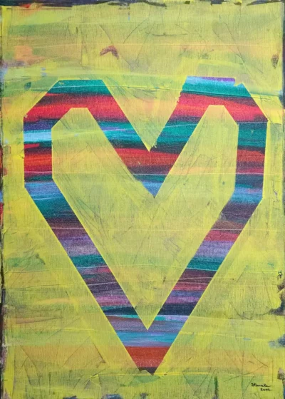 abstraktní obraz - Srdce B, 50x70cm, autorka - Hanele